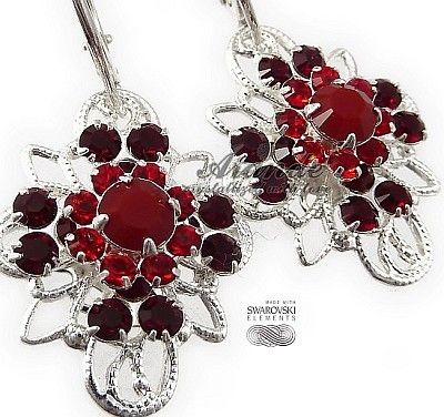 Swarovski Unikat Kolczyki Coral Venue Srebro