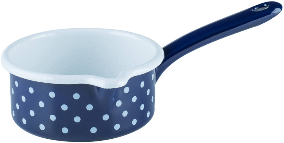Riess Rondelek emaliowany 0,5l granatowy w białe kropki Dirndl