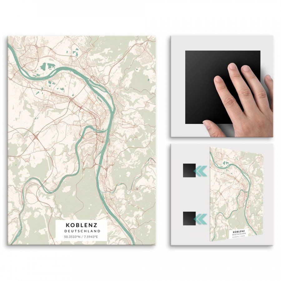 Pix4home Plakat metalowy Mapa Vintage Koblenz L POS-L-03343