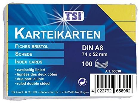 TSI 65898 fiszek, 100 arkuszy po obu stronach linie, A8 65898