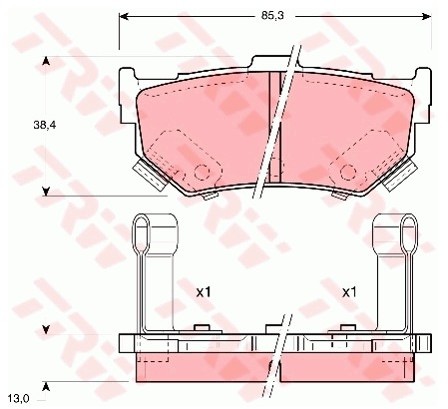 TRW Zestaw klocków hamulcowych, hamulce tarczowe GDB884