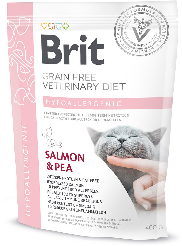 Brit VET Brit Veterinary Diet Hypoallergenic Salmon&Pea Sucha Karma dla kota op 400g