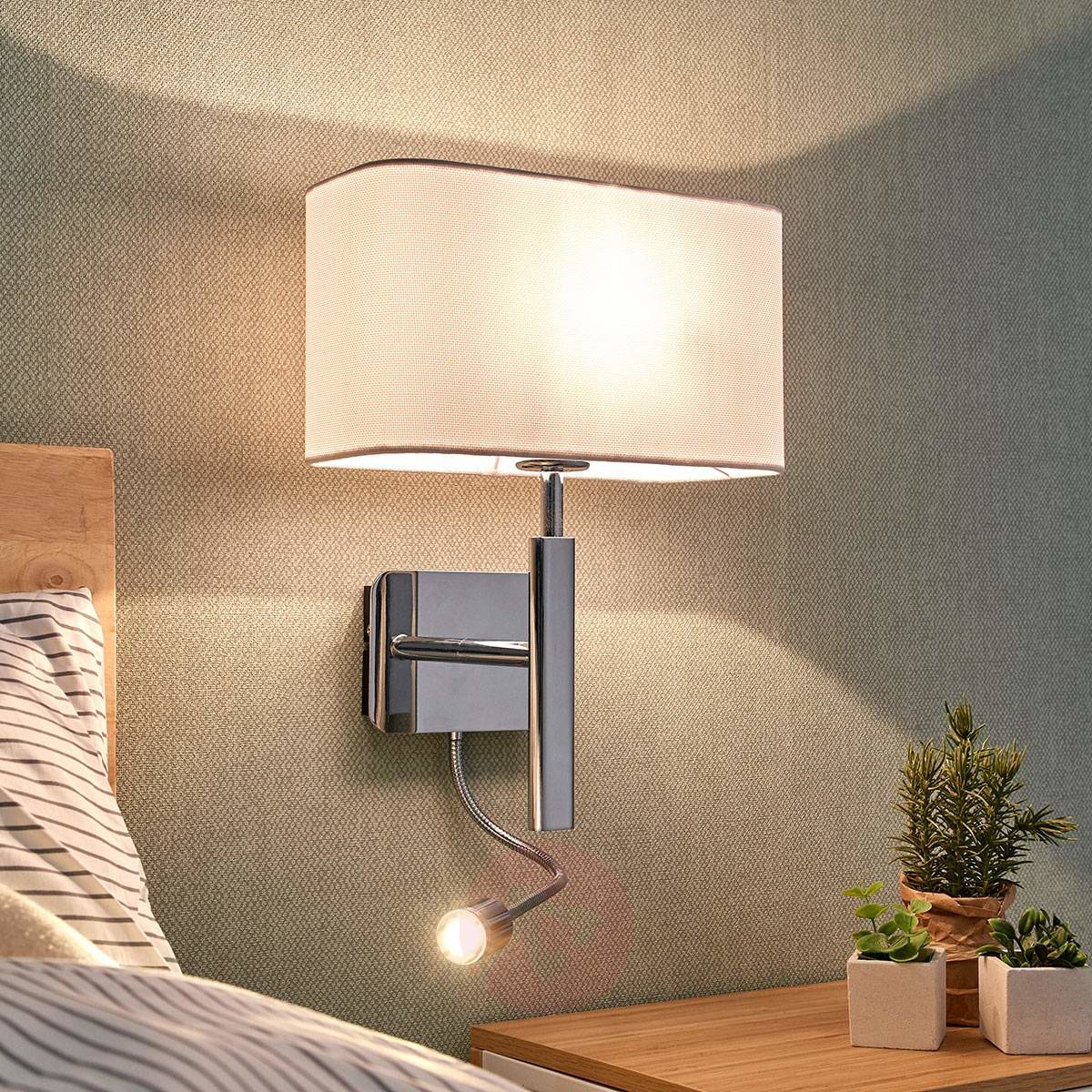 Lampenwelt com Tekstylna lampa ścienna Jettka, ramię z lampką