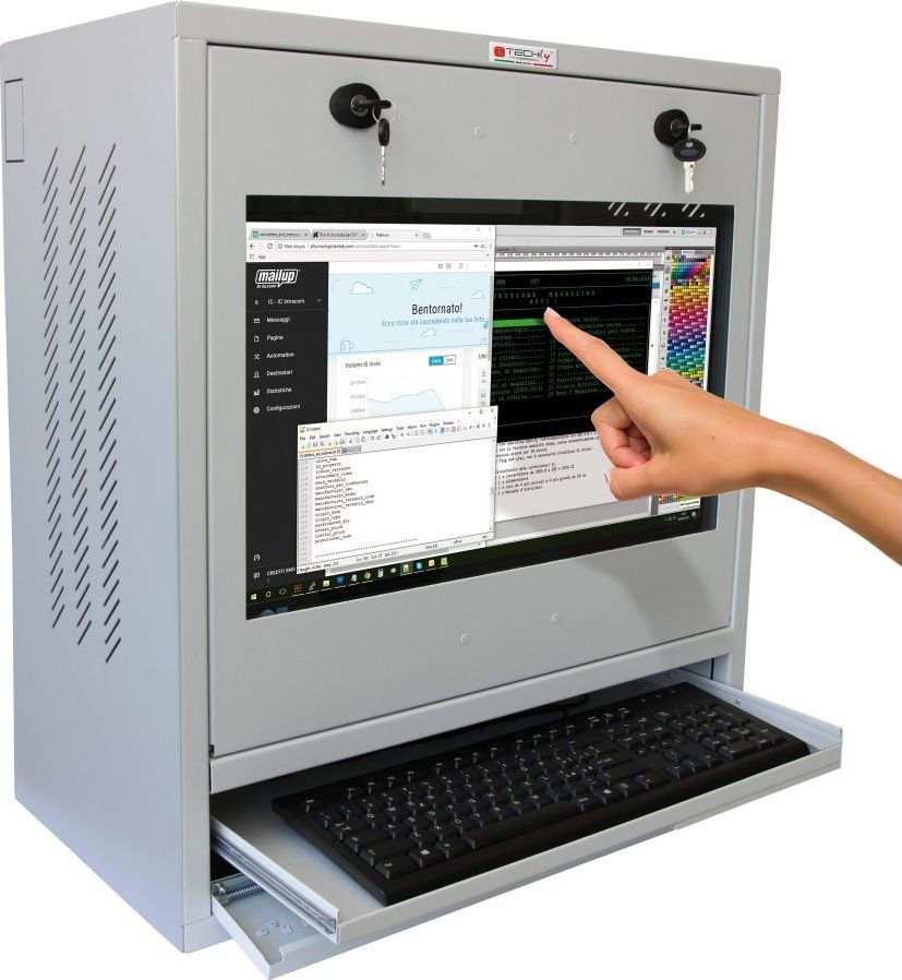 Techly Obudowa serwerowa Szafa na Komputer Przemysłowy PC i Monitor Dotykowy 22" ICRLIM10SV