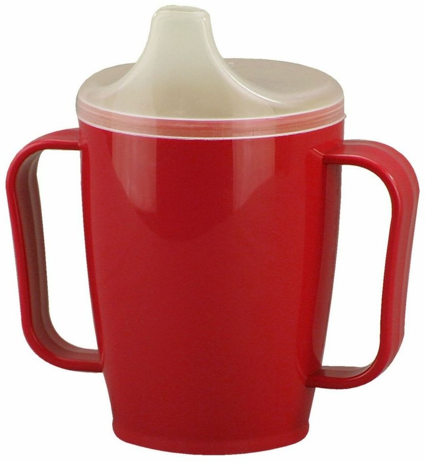 Kubek z ustnikiem i dwoma pokrywkami 250 ml, czerwony