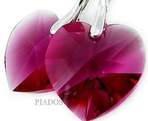 Swarovski Kolczyki Fuchsia Heart Srebro Certyfikat