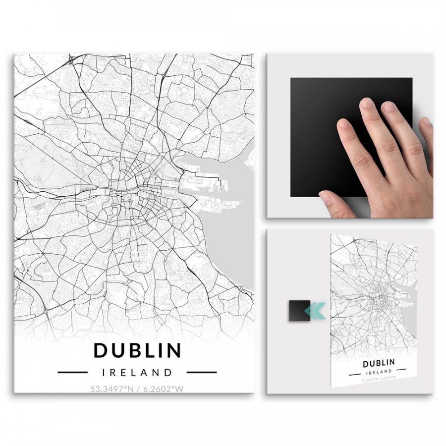 Pix4home Plakat metalowy Mapa B&W Dublin M POS-M-03391