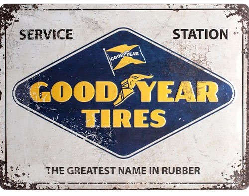 Art Nostalgic 23241, Goodyear logo White, tabliczka blaszana 30 x 40 cm 23241