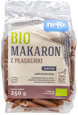 BIO Makaron pełnoziarnisty  z PŁASKURKI PENNE 250g 4 szt.