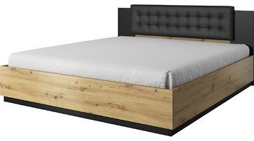 Helvetia Łóżko SIGMA 24 160x200 cm Dąb Flagstaff + Czarny Zwykły ST160-01