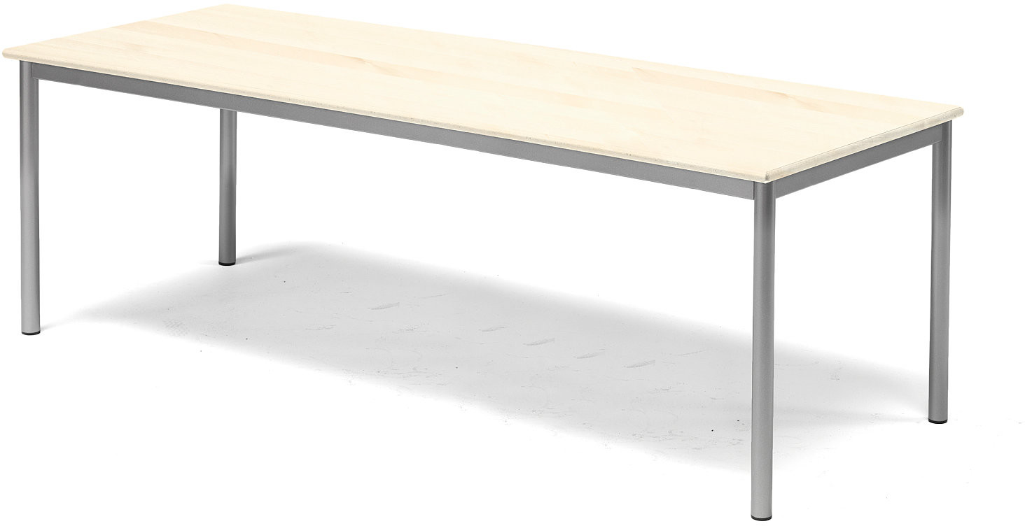 AJ Produkty Stół Bors, 1800x700x600 mm, rama srebrna, dźwiękochłonny HPL, brzoza