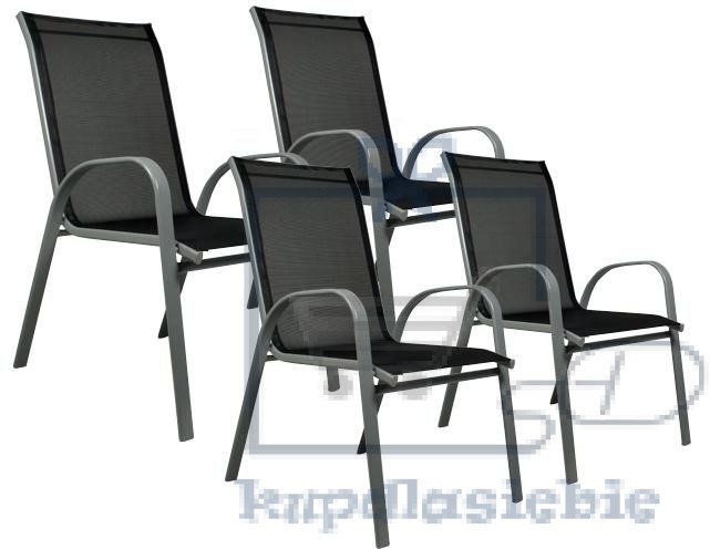 Garthen Zestaw czterech krzeseł ogrodowych w kolorze antracytowym