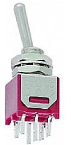 Velleman Przełącznik dźwigniowy VERTICAL SUBMINIATURE TOGGLE SWITCH DPDT ON-(ON) TS-5B