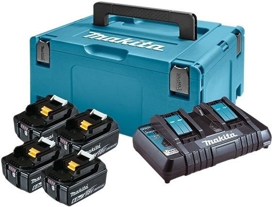MAKITA Zestaw zasilający 4x Akumulator 6.0Ah, ładowarka DC18RD Makpac 198091-4 198091-4