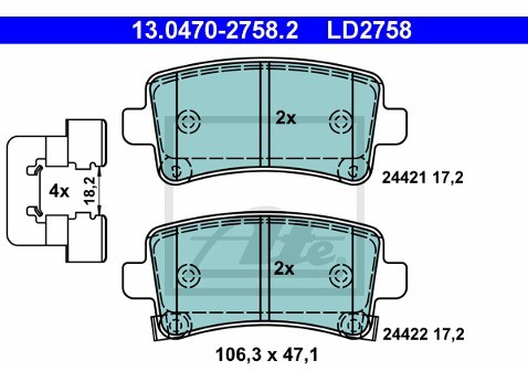 ATE Klocki hamulcowe - komplet 13.0470-2758.2