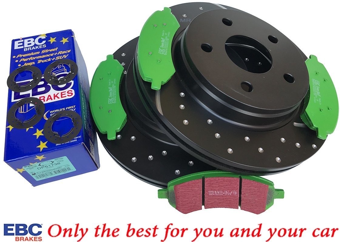 EBC Brakes Przednie klocki GREENSTUFF + nawiercone nacinane tarcze hamulcowe EBC seria GD Dodge Durango 2007-2009 GD7105+DP61738