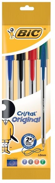 BiC Długopis Cristal Original mix kolorów 4 sztuki