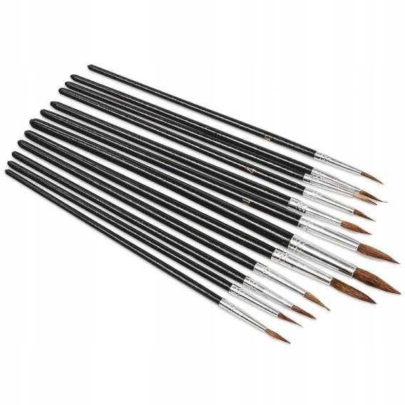 Pędzel Paskowiec Okrągły Zestaw 12 Sztuk Komplet