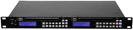 Omnitronic DMP-202 podwójny odtwarzacz CD z wejściem USB | podwójny odtwarzacz CD i MP3 z interfejsem USB | płaski podwójny odtwarzacz CD i MP3 1 HE z regulacją pitch 11045004