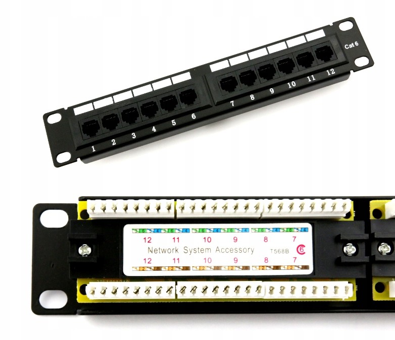 Patchpanel 12 portów RJ45 Utp CAT.6 10