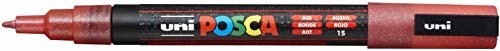 UNI ball POSCA (186580) marker z cienką końcówką okrągłą, brokatowy czerwony