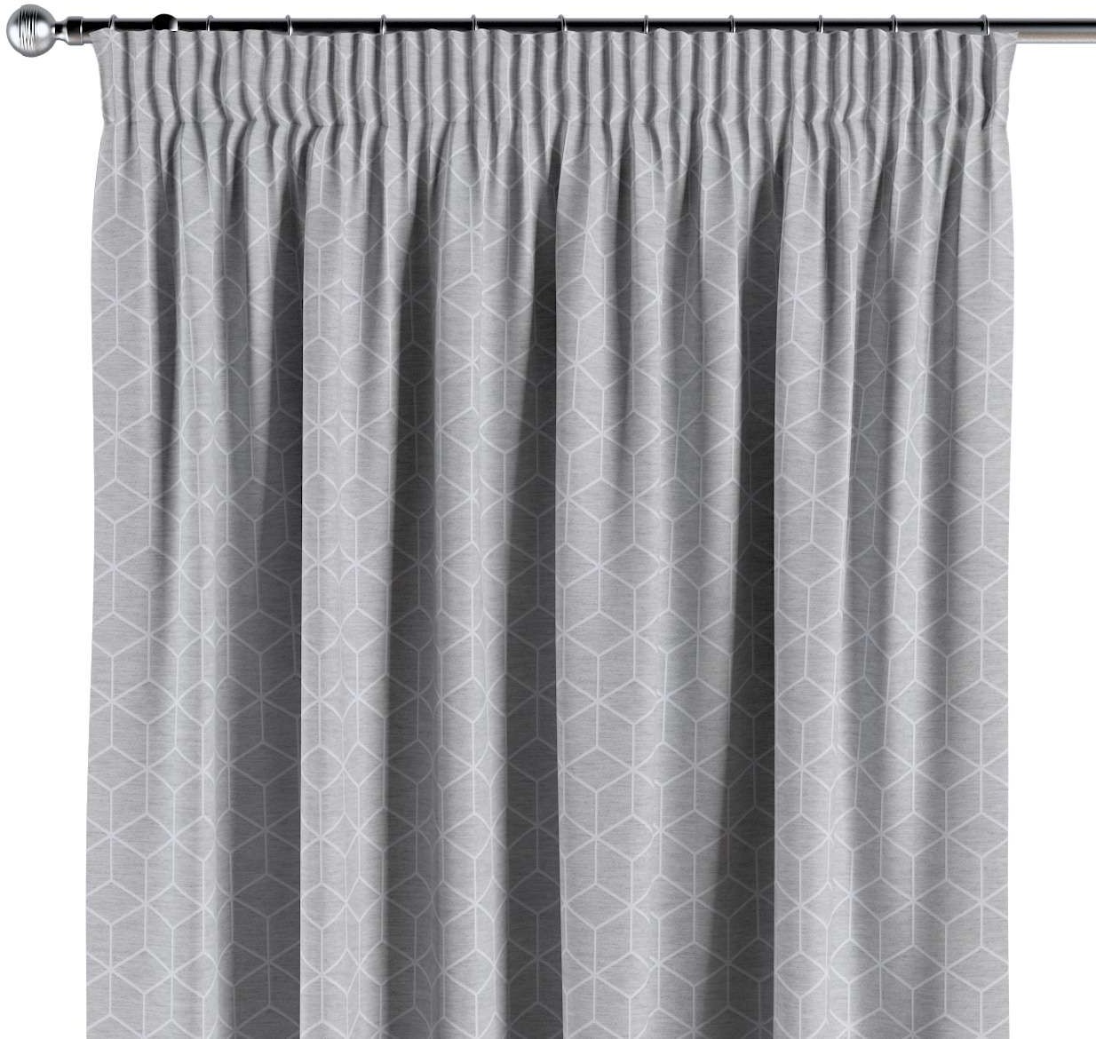 Dekoria pl pl Zasłona na taśmie marszczącej 1 szt. wzór sześcianów na szarym tle 1szt 130 × 260 cm Sunny 300-143-50
