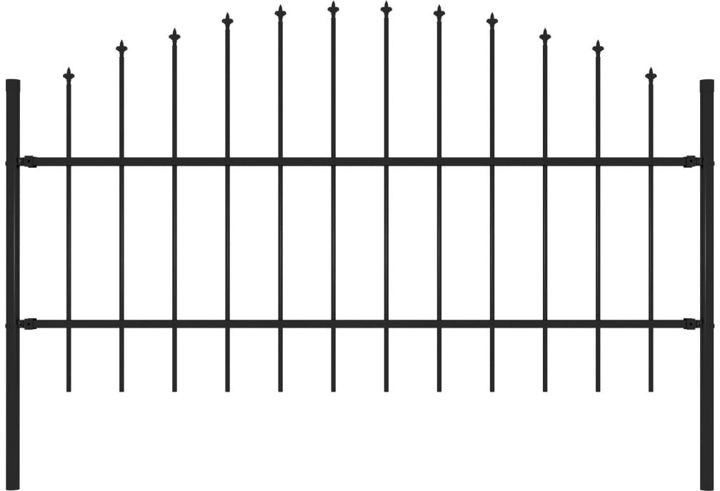 Panel ogrodzeniowy z grotami (0,75-1) x 1,7 m, stal, czarny