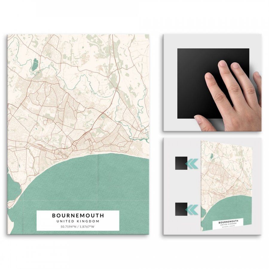 Pix4home Plakat metalowy Mapa Vintage Bournemouth L POS-L-04153