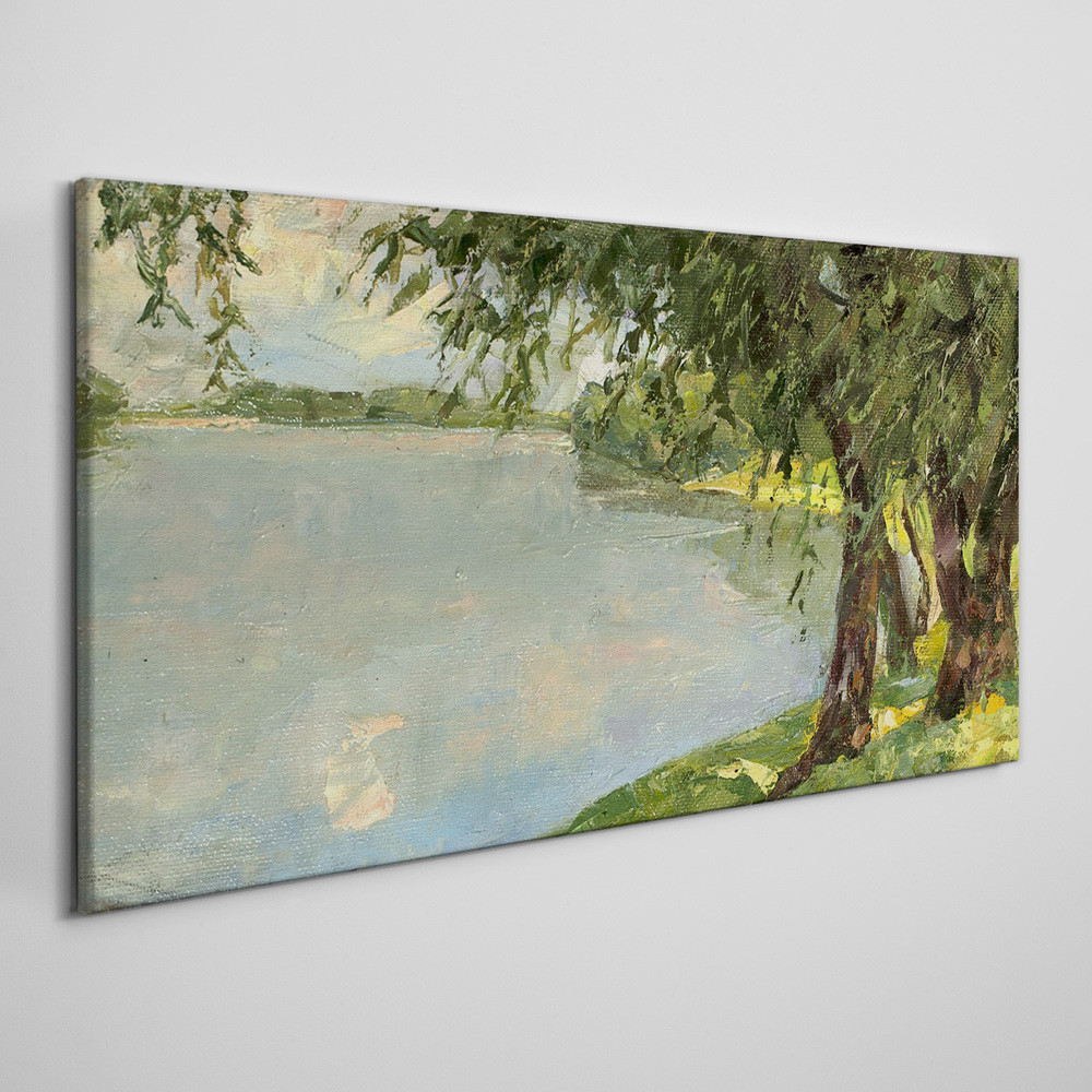 PL Coloray Obraz Canvas malarstwo jezioro drzewa 140x70cm