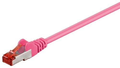 Wentronic 95465 kabel sieciowy Cat6 S/FTP (2 X wtyk RJ45, PIMF podwójnie ekranowany) Magenta 4040849954658