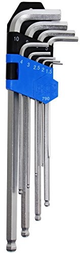 BGS wewnętrznych 6-Kraftkant klucz kątowy, wyjątkowo długie, 1,5  10 MM, 9-częściowy zestaw, 1 sztuki, 790