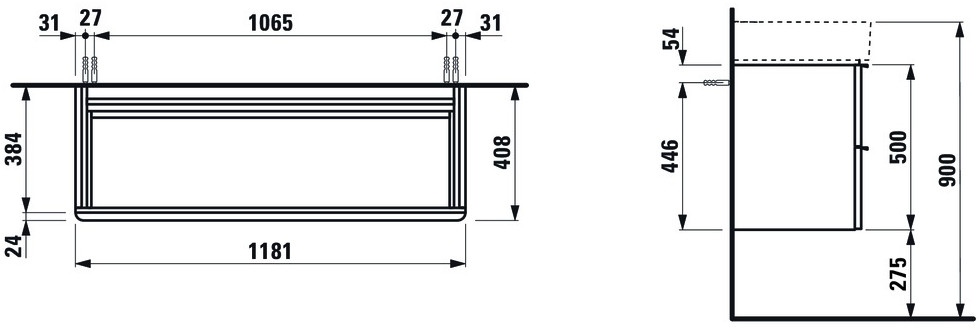 Laufen Space Szafka podumywalkowa 118,5x41x52 cm biały mat H4102221601001