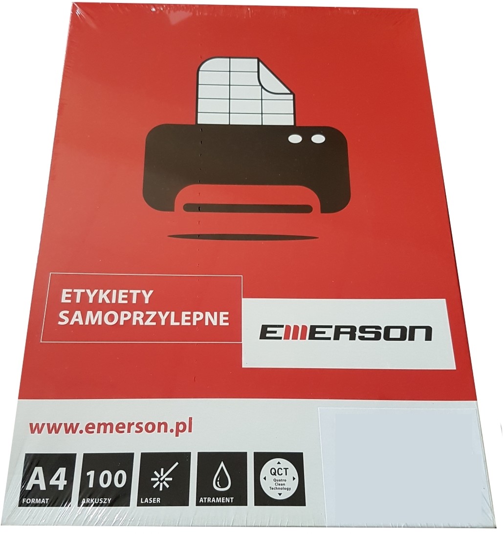 Emerson Wallner Etykiety samoprzylepne A4 nr 38, wymiary 52,5 x 25,4 mm, opakowanie 100 arkuszy po 44 etykiety