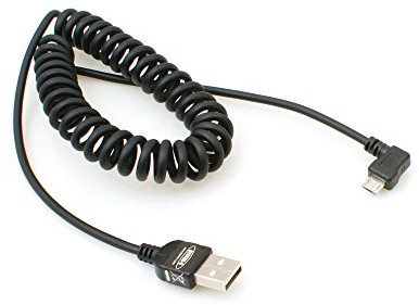 System-S Micro USB 2.0 przewód spiralny przewód 90 stopni kątowana wtyczka kątowa (lewa/Male) danych Kabel ładujący 150 cm