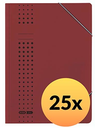 Elba 400010103 chic napinacz narożny, 25 sztuk, format A4, z kartonu z recyklingu, bordowy, z 2 gumowymi ściągaczami, teczka na dokumenty, idealna do biura i organizacji mobilnej