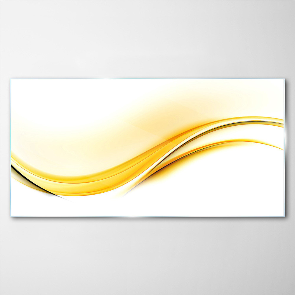 PL Coloray Obraz na Szkle Abstrakcja Fale Żółty 100x50cm