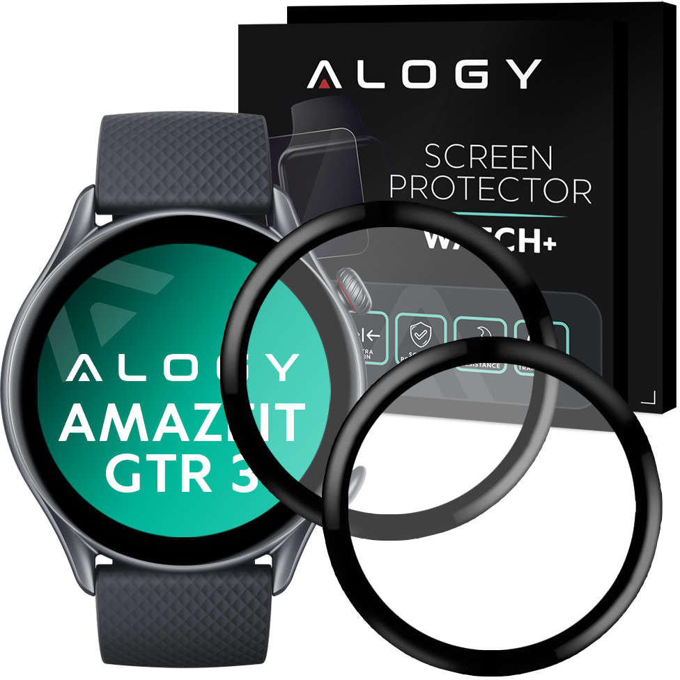 Alogy 2x Elastyczne Szkło 3D do Xiaomi Amazfit GTR 3 Black 12016X1