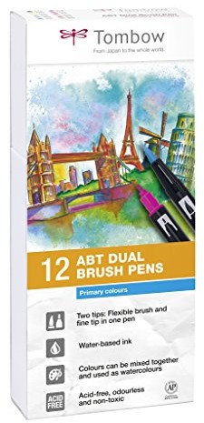 Tombow Dual Brush Pen ABT-12P-1 flamastry z 2 końcówkami, 12 sztuk, pastelowe kolory ABT-12P-1