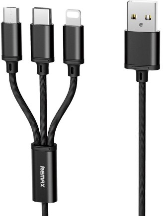 Фото - Кабель Remax Kabel USB  USB-A - USB-C + microUSB + Lightning 1.1 m Czarny  (31957)