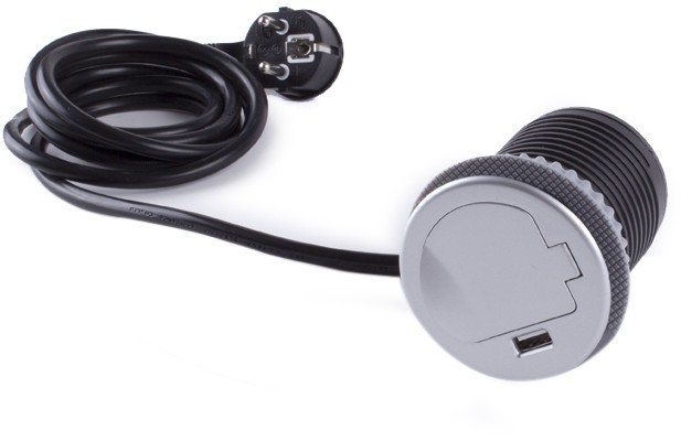 Single Box Gniazdo meblowe wpust 230V / Usb