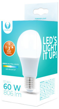 Forever Light Żarówka LED E27 A60 10W 230V 4500K 806lm 3stopniowe ściemnianie