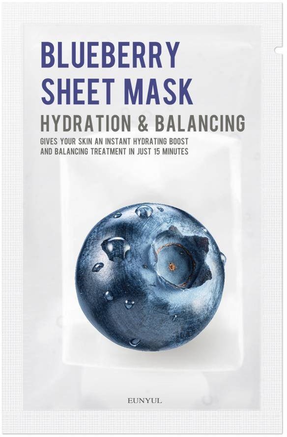EUNYUL Blueberry Sheet Mask nawilżająca maseczka w płachcie z jagodami 22ml 98381-uniw