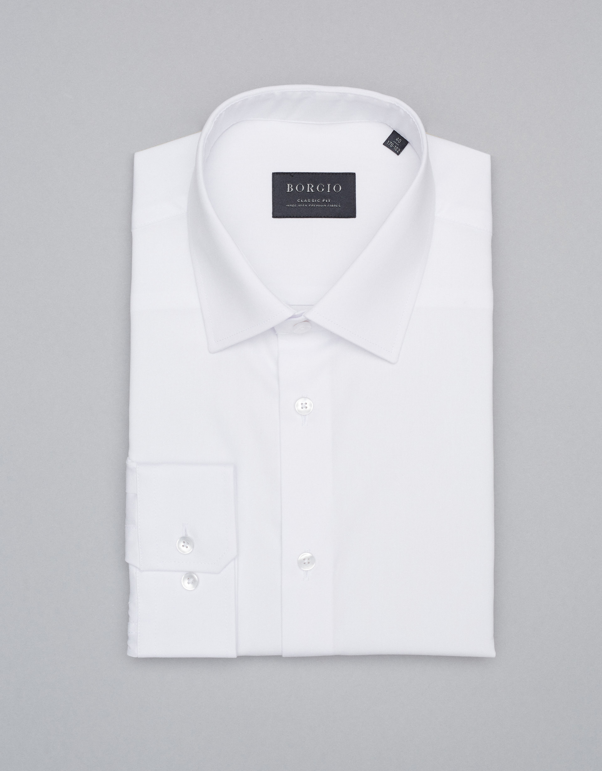 Borgio Koszula męska lavello 00309 długi rękaw biały classic fit