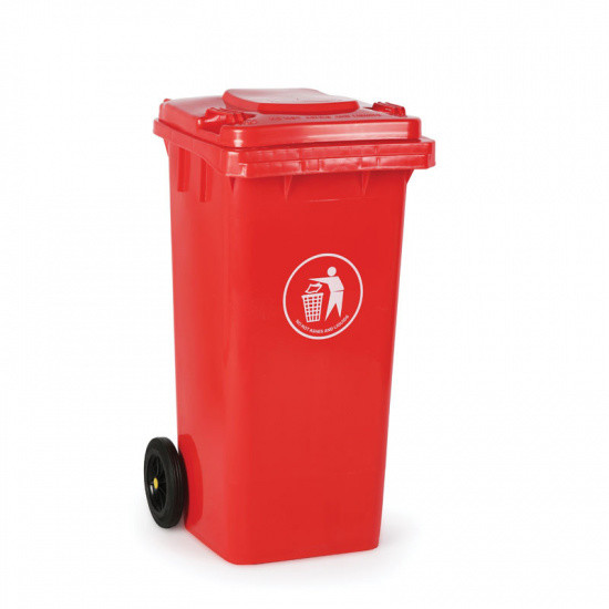 B2B Partner Plastikowy pojemnik na odpady 120 litrów, czerwony 497007