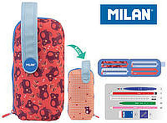 MILAN Multipiórnik owalny z 4 piórnikami NET & LIT róż