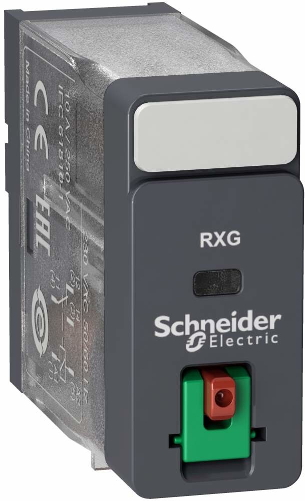Schneider Electric Przekaźnik-interfejsowy-z-przyciskiem-test-230V-AC-10A-1-styk-C-O RXG11P7