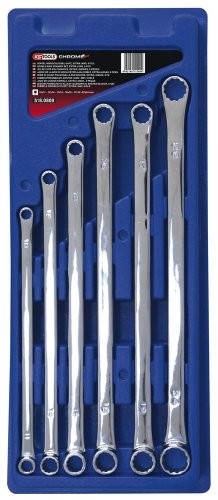 KS Tools 518.0800 Chrome Plus zestaw podwójny klucz oczkowy, bardzo długie, 6-częściowy, 10 X 11  22 X 24 MM 4042146115404
