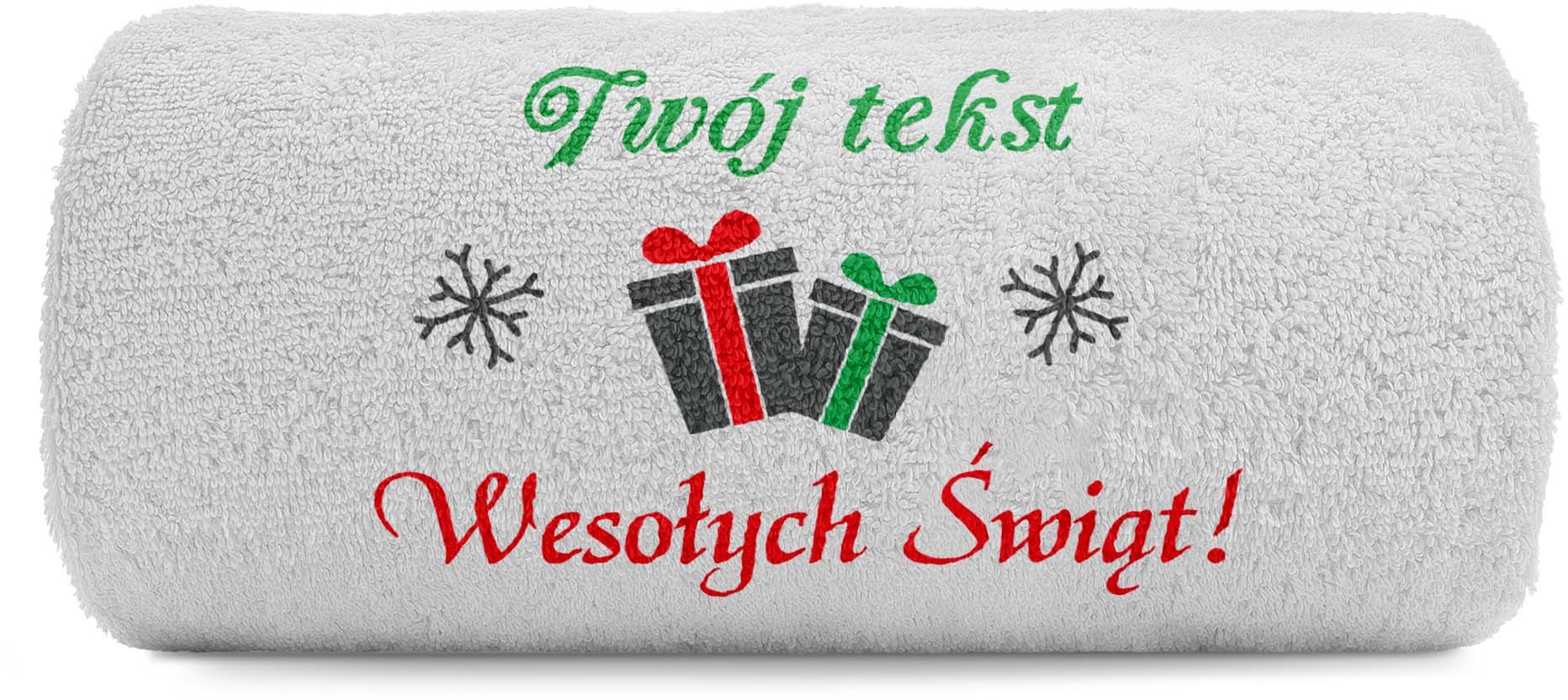 pat15.net Mały ręcznik haft Wesołych Świąt prezenty 100x50 621