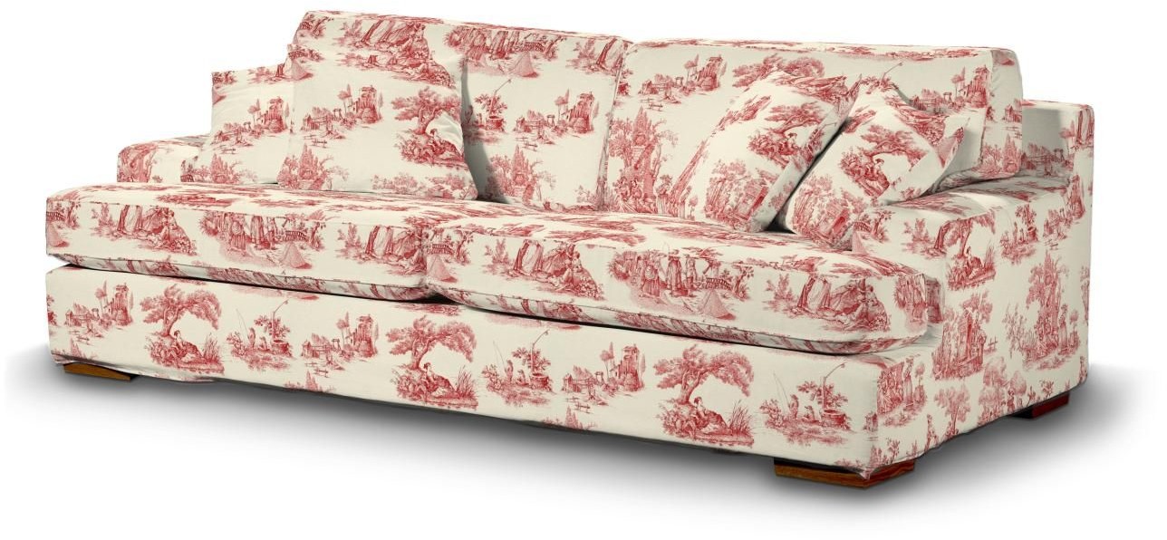Dekoria Pokrowiec na sofę Göteborg nierozkładaną tło ecru czerwone postacie Sofa Göteborg nierozkładana Avinon 667-132-15