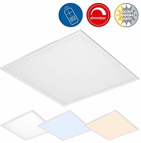 Briloner lampa sufitowa LED, ściemniana, sterowanie kolorem, pilot zdalnego sterowania, 36 W, 3800 lm, lampa LED, lampa do salonu, lampa sufitowa, biała, 59,5 cm (7195-016)